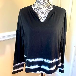 Wild fable, women’s black and white tie-dyed, long sleeve shirt, size large
